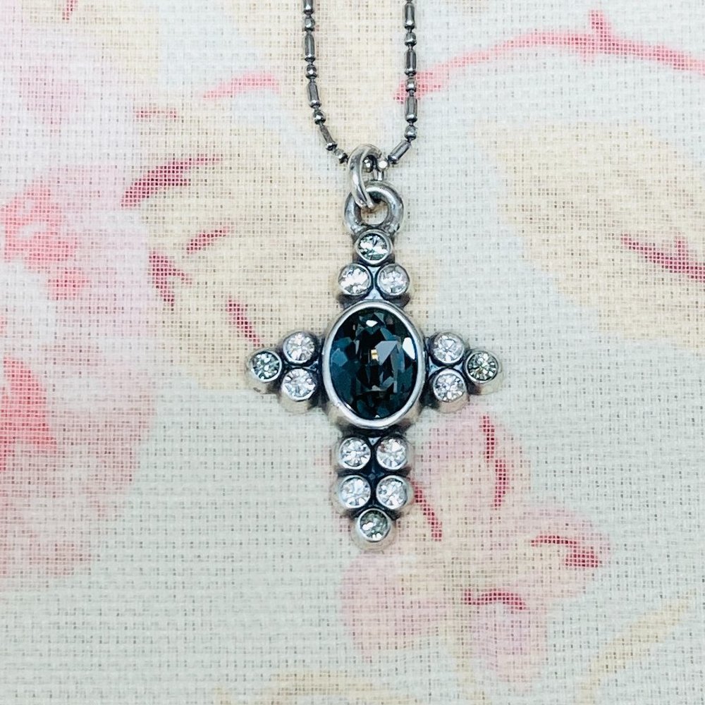 Brighton Brand Reversible Sparkly Stone Cross Necklace